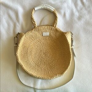 Clare V Large Alice tote bag with white vegan strap and handles